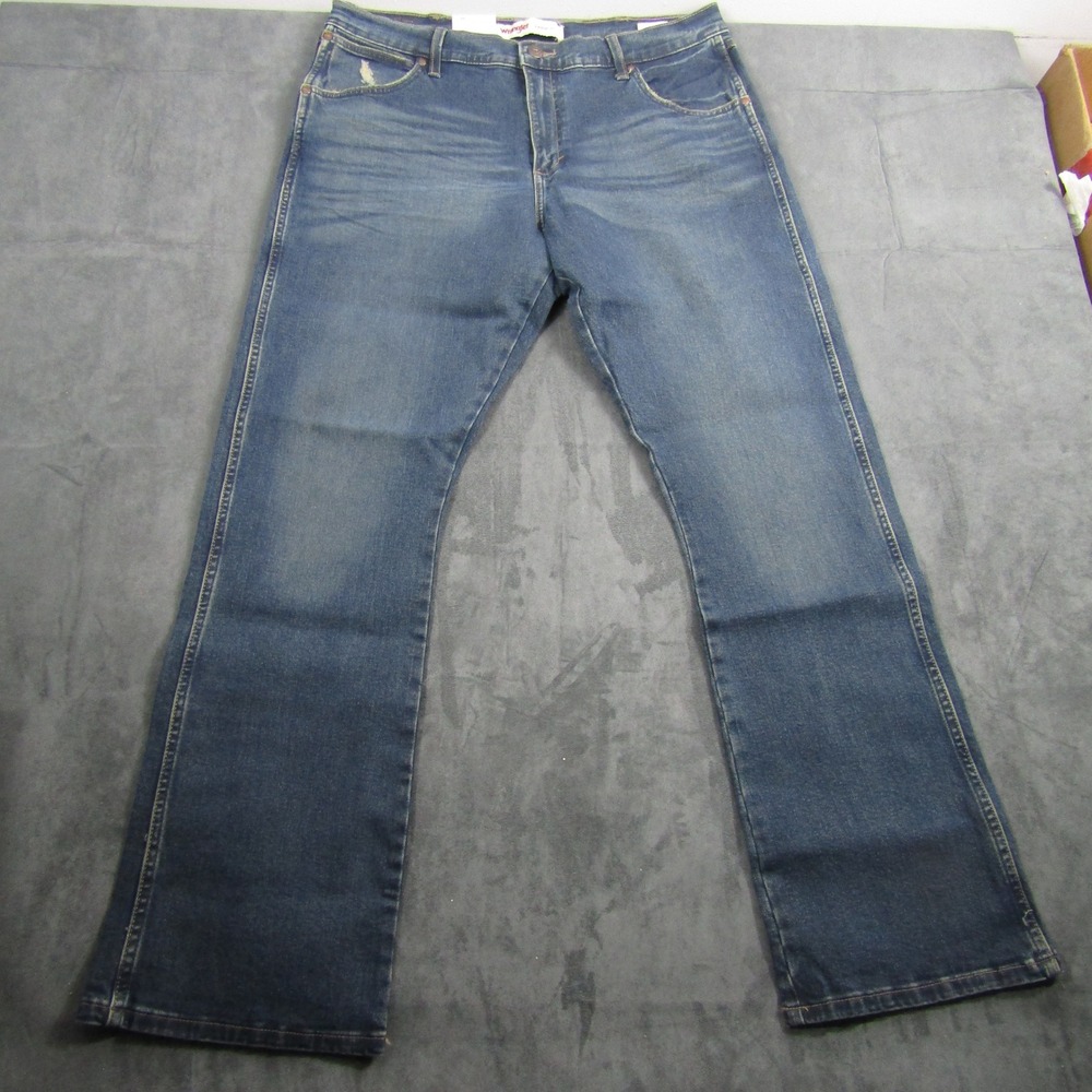 Wrangler Slim Boot Jeans Mens 36x34 Blue Flex Comfort Denim MGT77CR